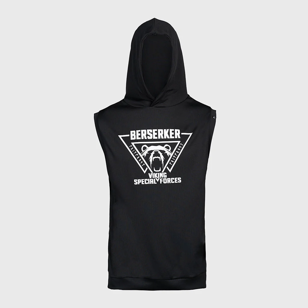 Gym Sleeveless Hoodie, Berserker, Black - Image 2