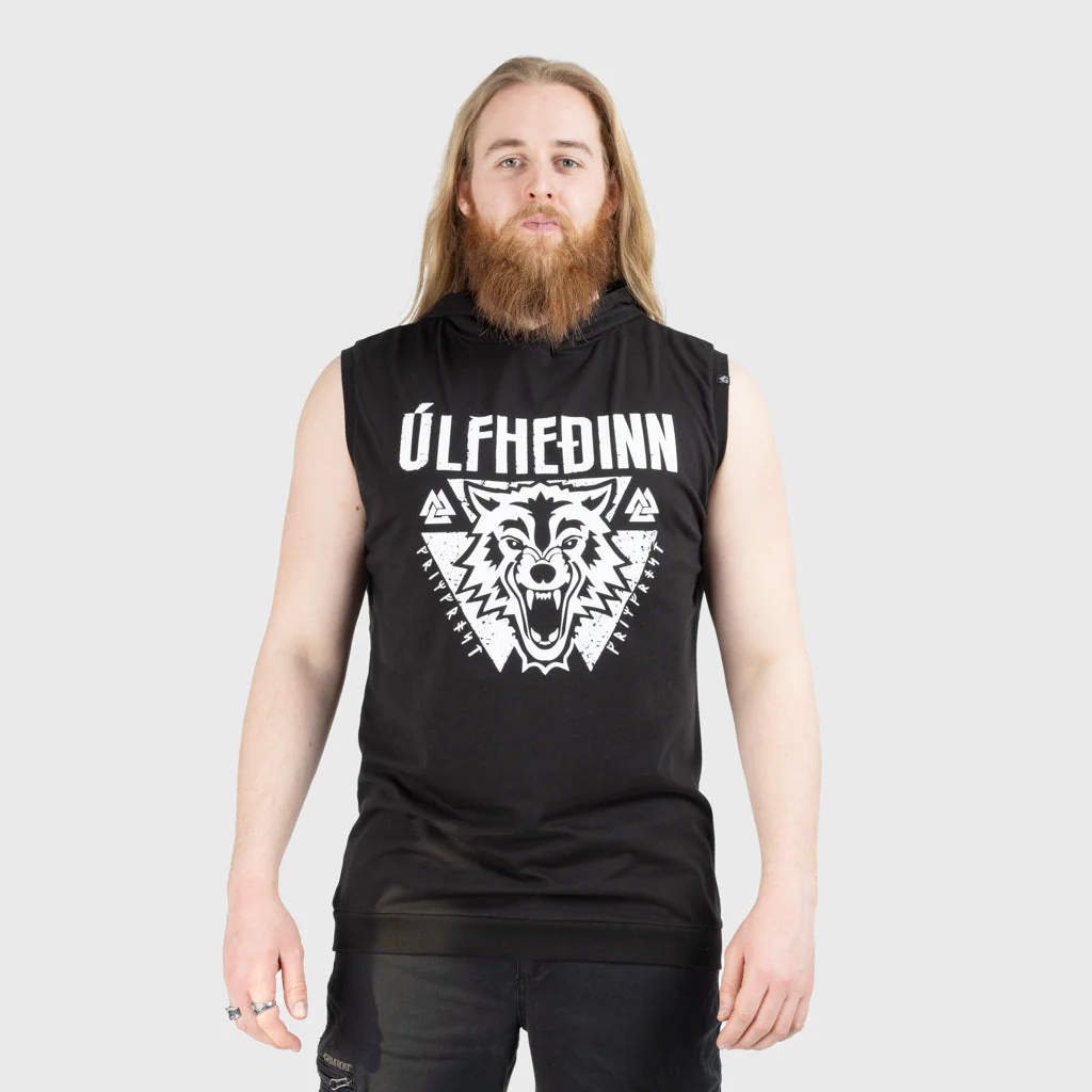 Premium Sleeveless Hoodie, Ulfhedinn, Black - Image 2