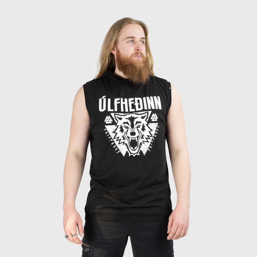 Premium Sleeveless Hoodie, Ulfhedinn, Black - Image 3
