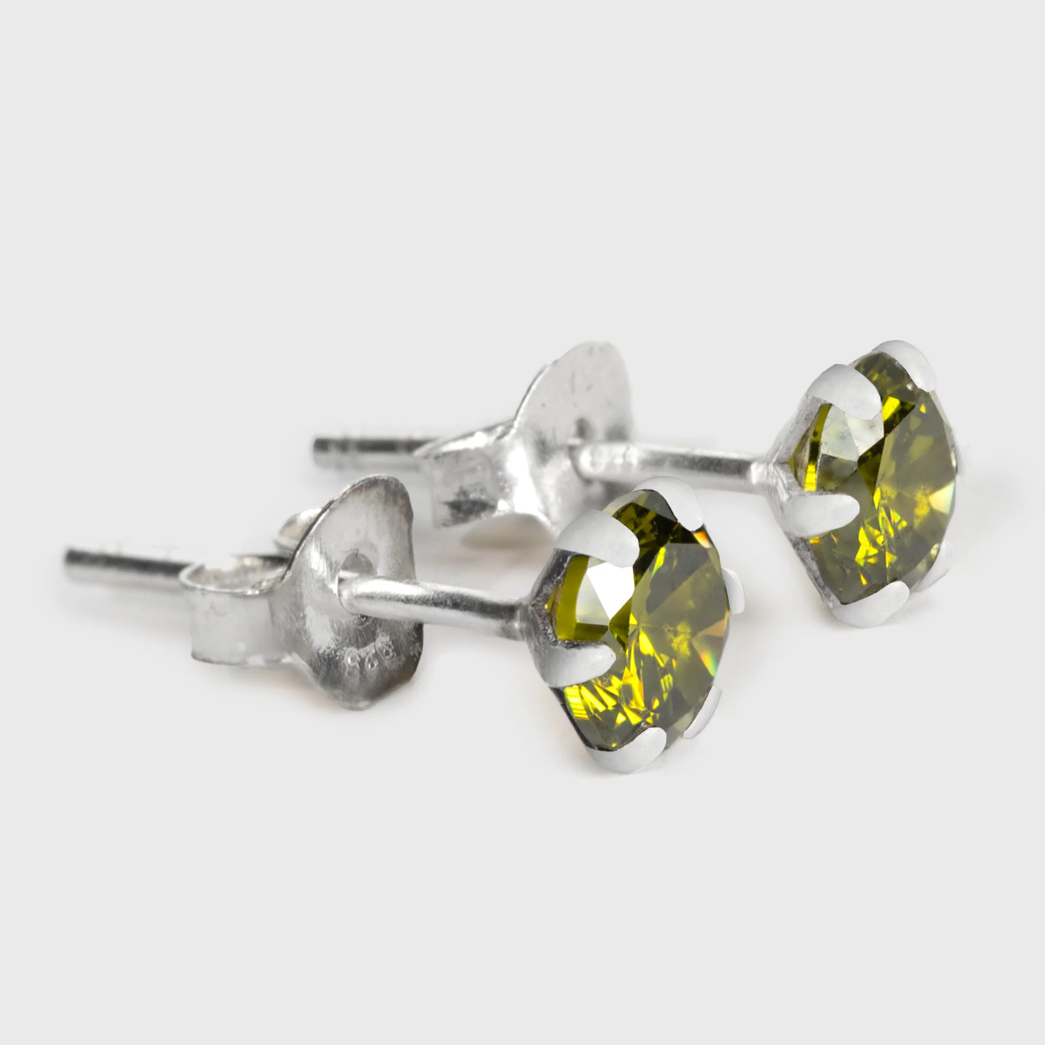 Green Zircon Silver Stud Earrings - Image 6