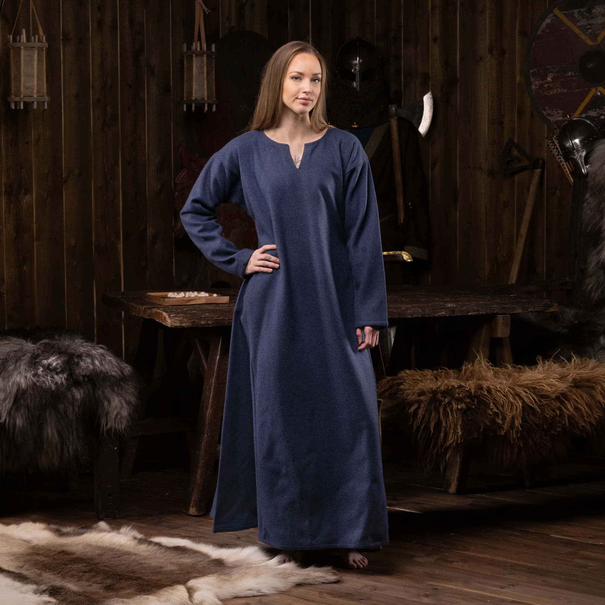 Viking Dress, Wool, Blue