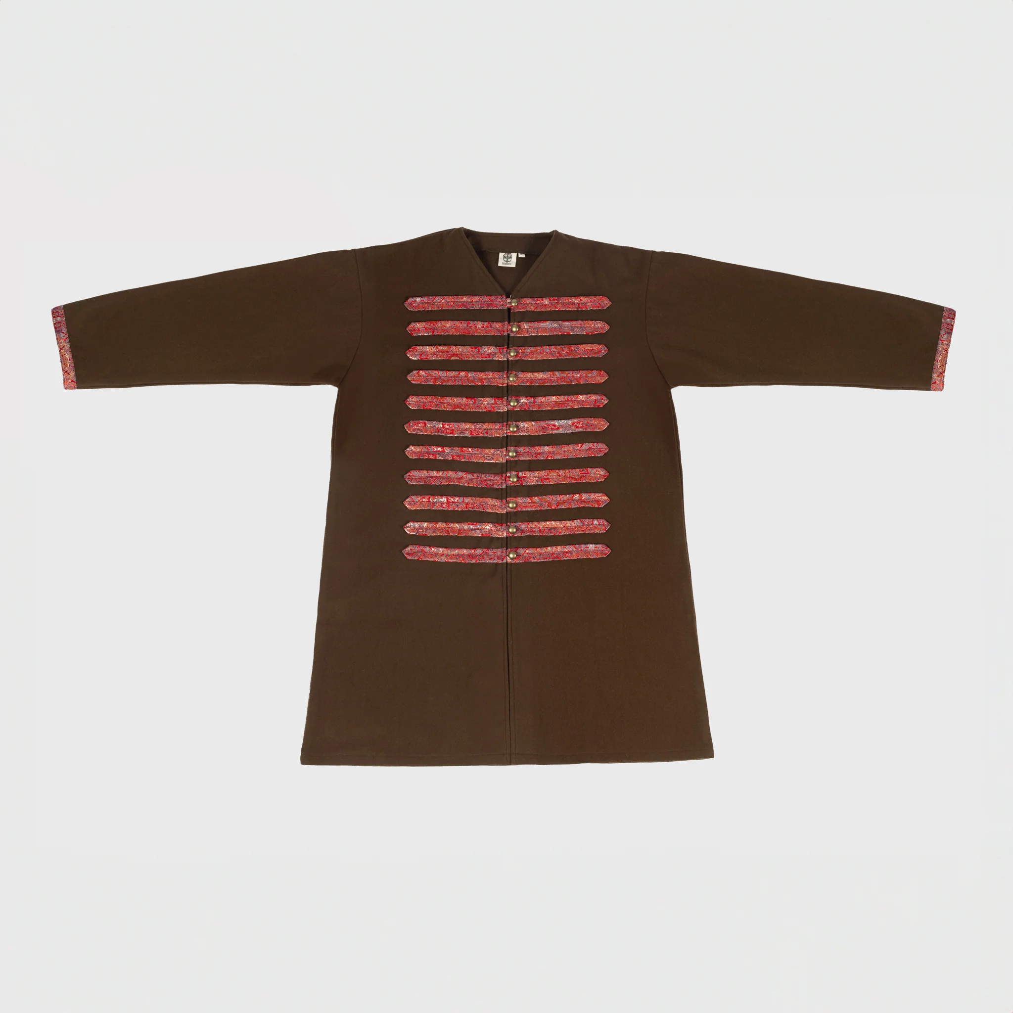 Viking Kaftan, Brown with Red Silk - Image 2