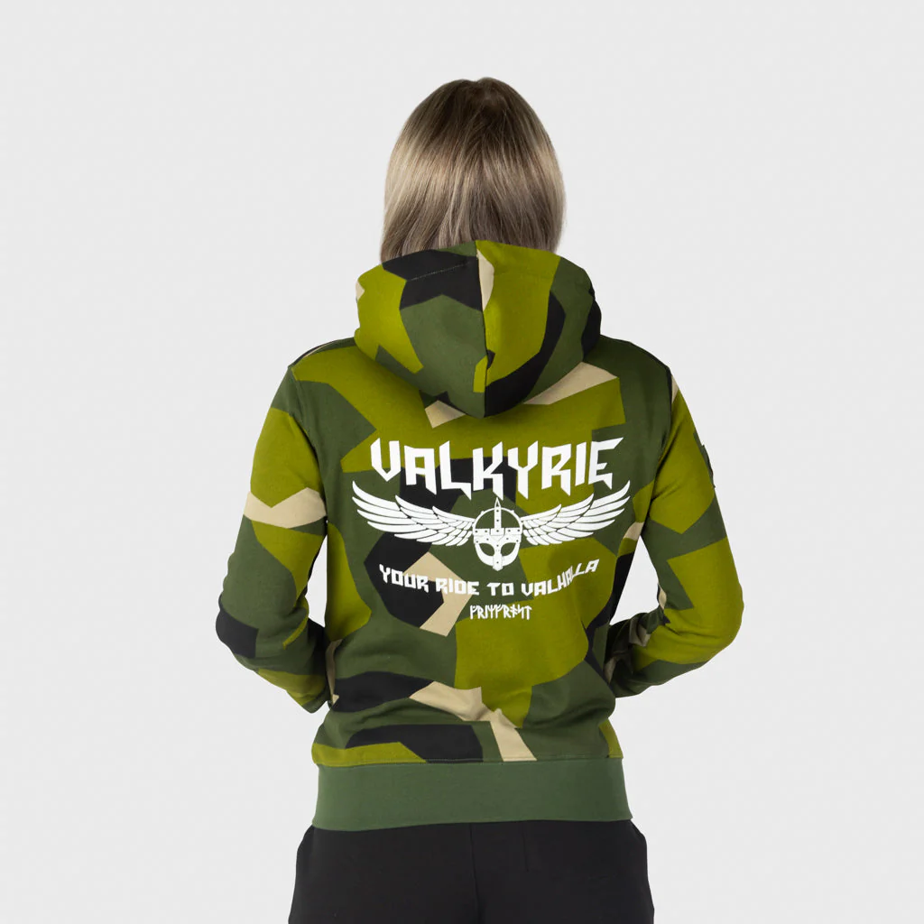 Women's Premium Zip Hoodie, Valkyrie, M90 Green Camo